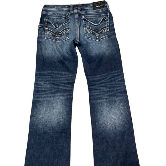 Affliction Premium Blake Jeans Mens 34 Relaxed Straight Distressed Denim Blue - Picture 6 of 8